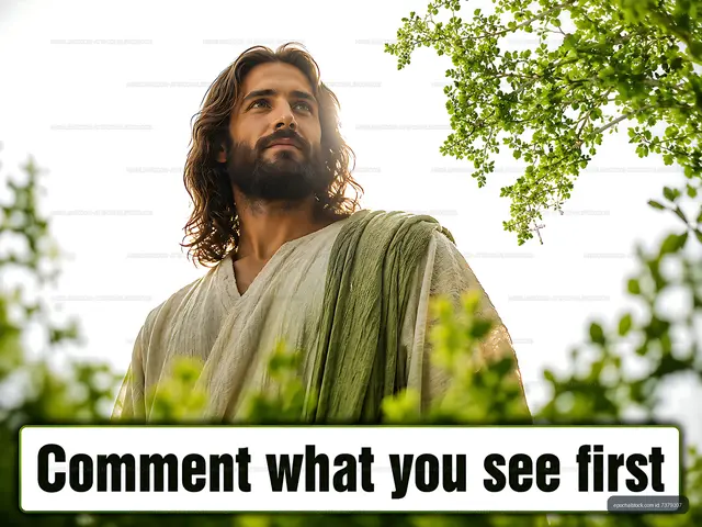 Man in robe stands among trees with sunlight filtering through