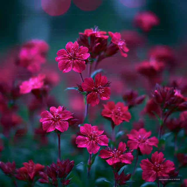 Vibrant red flowers in a lush garden setting
