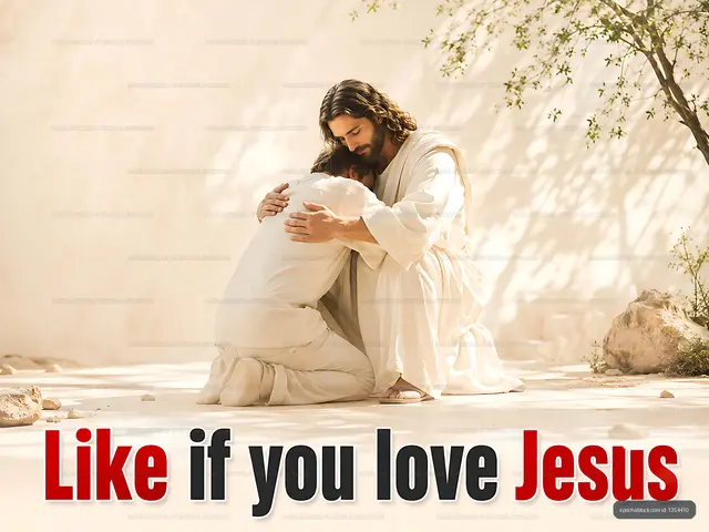 Supportive embrace between Jesus and a follower