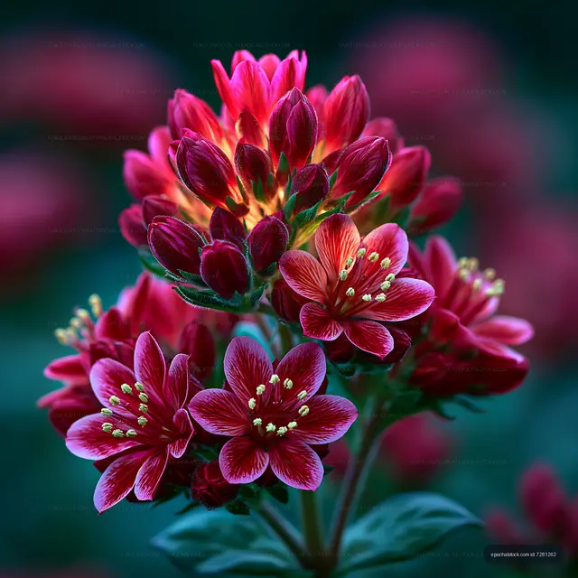 Bright red flowers bloom in a garden setting