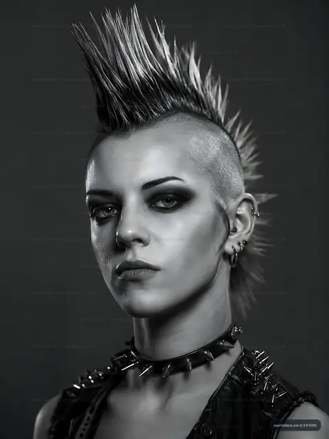 Punk style portrait with mohawk hairstyle and dark makeup