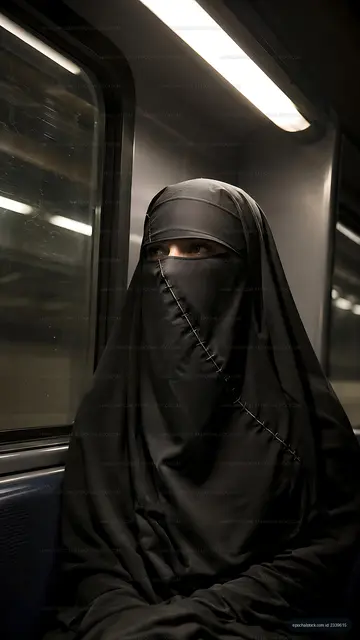 Woman in traditional attire sitting on a train