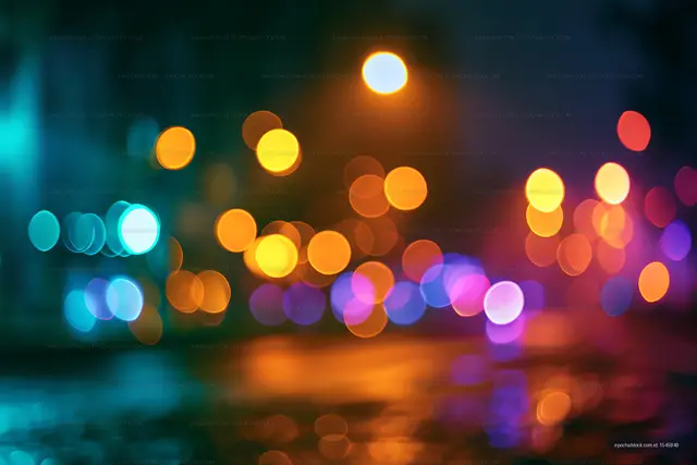 Night city lights with blurred neon colors