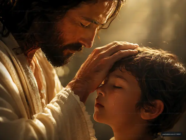 Connection between a man and child in a warm setting