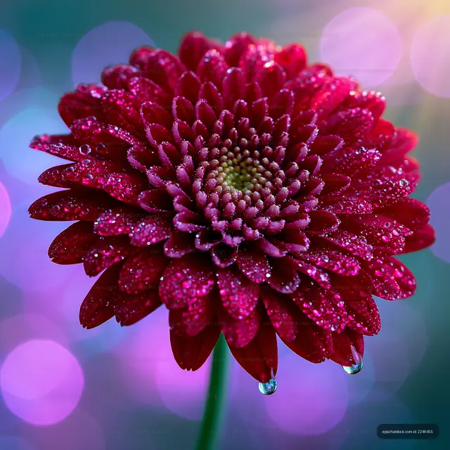 Close-up view of red flower with water droplets on petals
