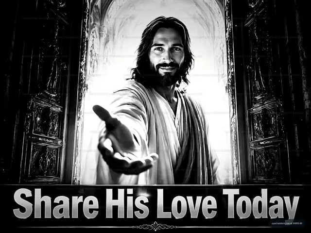 Religious image of a man extending hand with a message of love