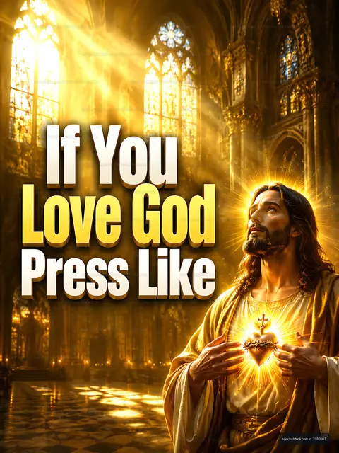 Jesus holding heart in a church with light shining