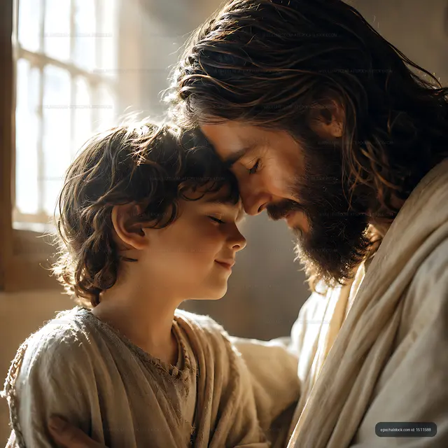 Father and son share a moment of love and connection