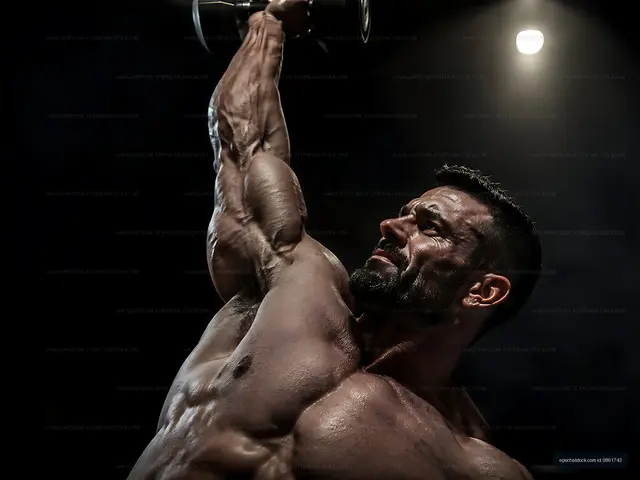 Man lifting dumbbell in a dark gym setting