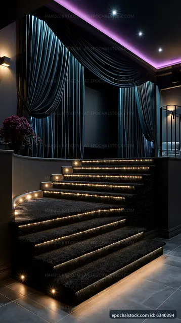 Staircase with decorative lighting in a modern interior