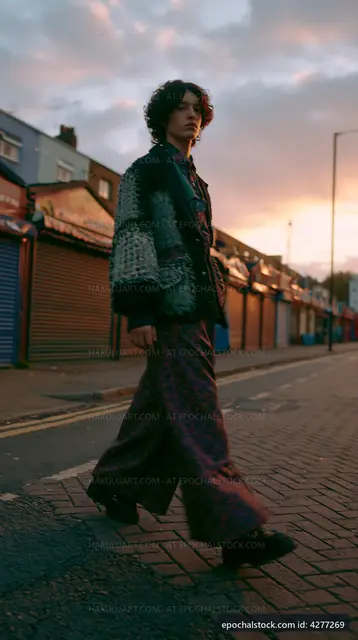 Person walking on street during sunset in urban area