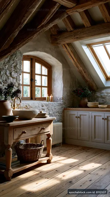 Cozy kitchen in a rustic home with natural light