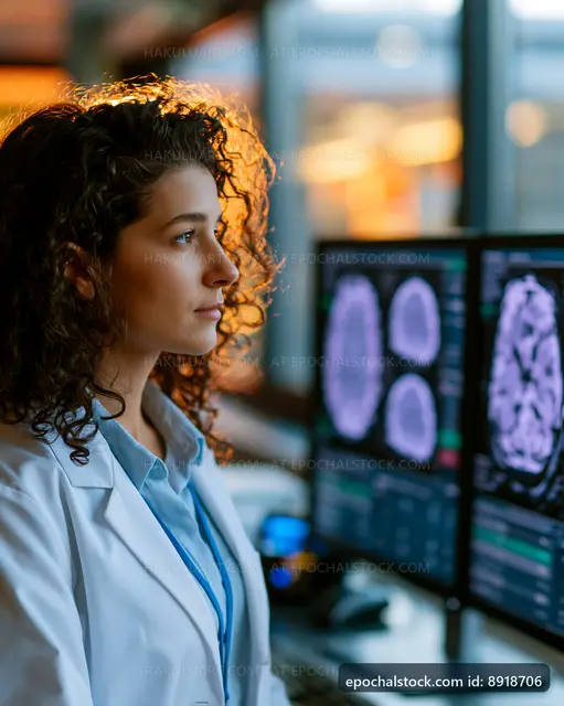 Medical professional analyzing brain scans in a laboratory