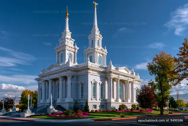 Beautiful church with two towers under blue sky
