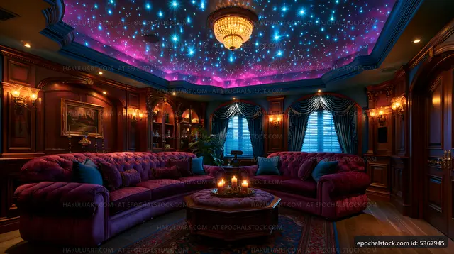 Elegant living room with starry ceiling