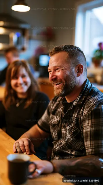 Friends enjoying a meal together in a cozy restaurant setting