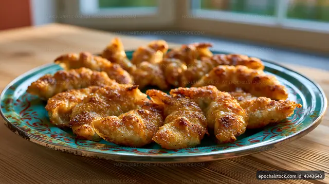 Vegetarian dumplings on a decorative plate
