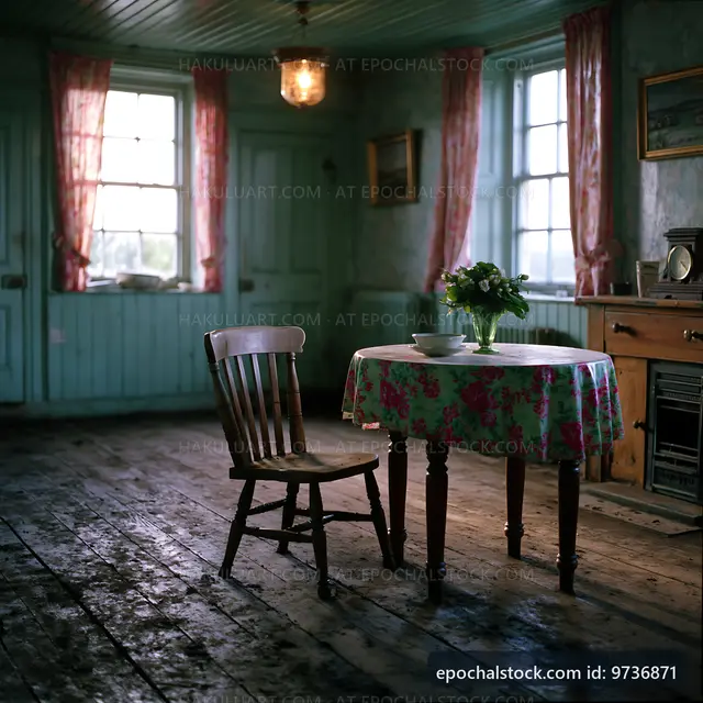 Cozy interior with vintage furniture and a table set