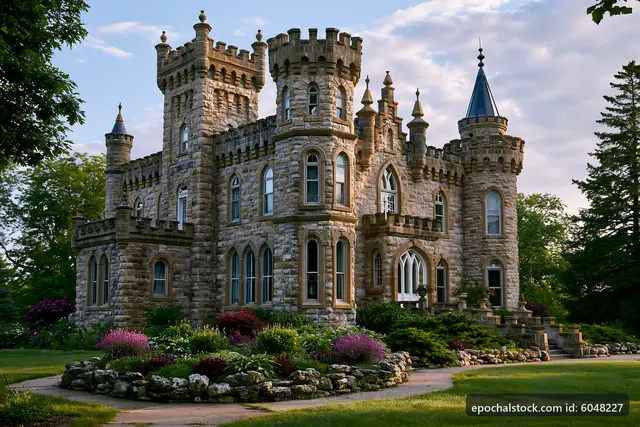 Historic castle with ornate architecture and gardens