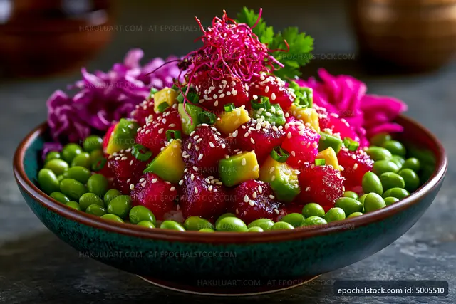 Colorful bowl of fresh salad with vegetables and herbs