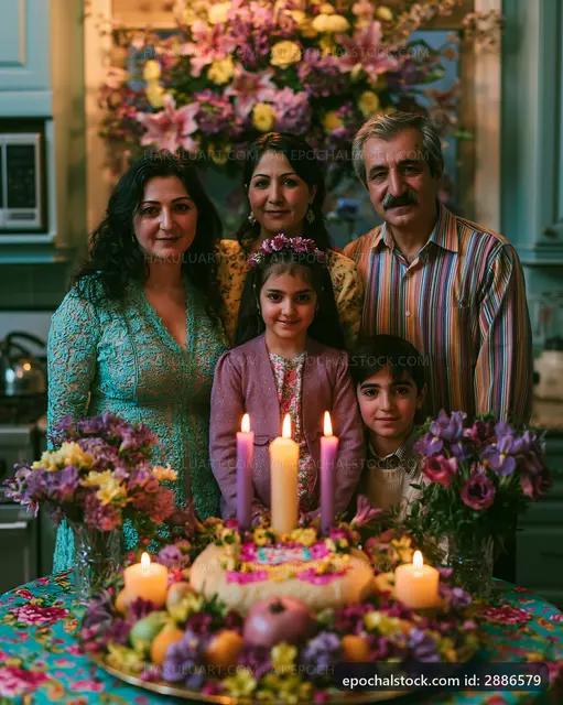 Birthday celebration with family in a decorated home kitchen