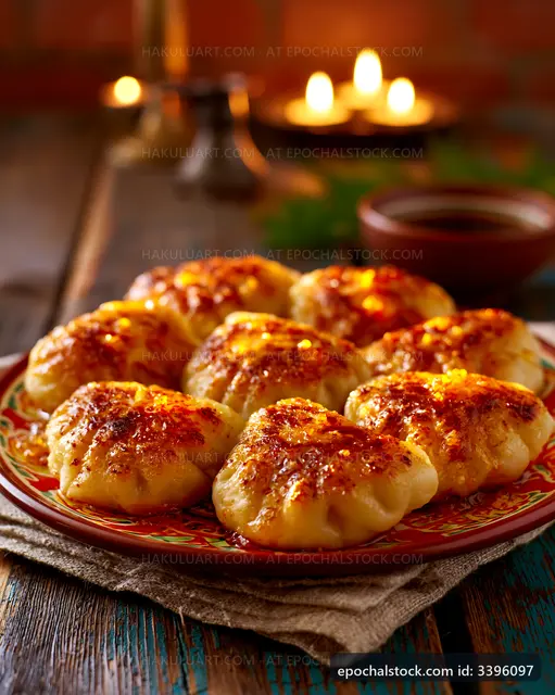 Delicious dumplings served on a traditional plate