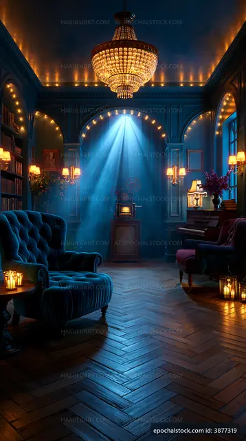 Cozy room with vintage furniture and dramatic lighting
