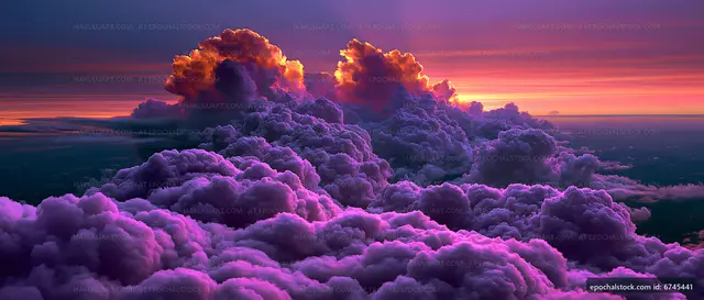 Vibrant clouds with sunset colors in the sky