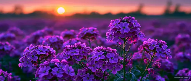 Purple flowers in a field during sunset