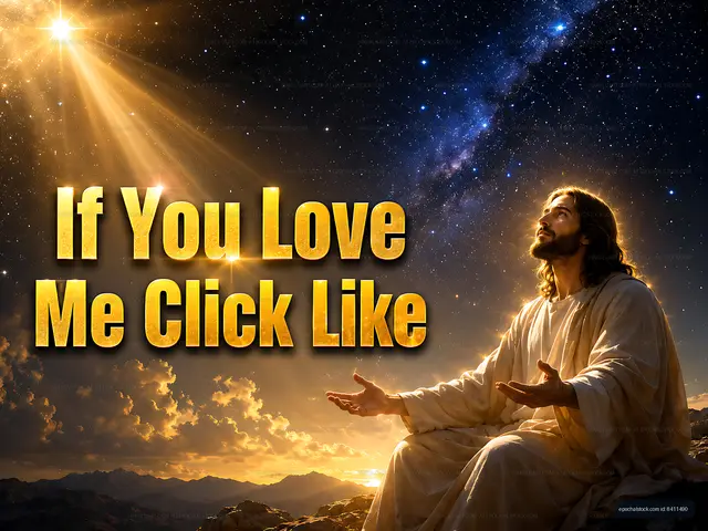 Jesus with open arms under a starry sky