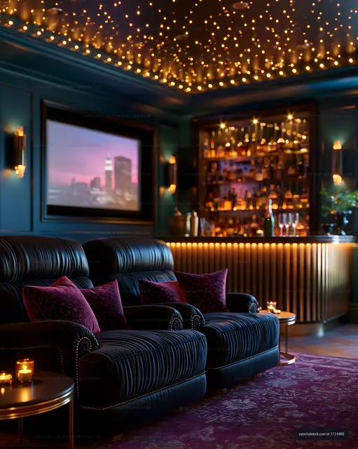 Cozy lounge with decorative lighting and plush seating in a bar