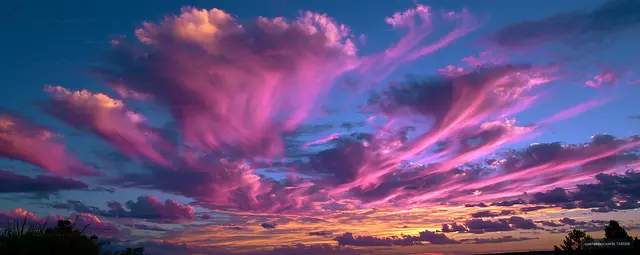 Colorful sunset sky with clouds and vibrant hues