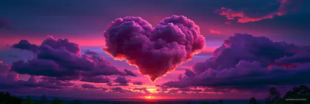 Clouds forming a heart shape during sunset