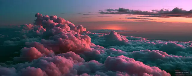Colorful clouds at sunset over the horizon