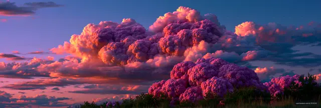Bright clouds in many colors during sunset
