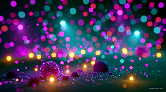 Colorful lights with bokeh effect in a dark setting