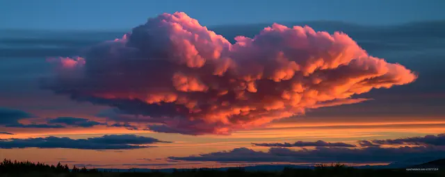 Sunset sky with colorful clouds over the horizon