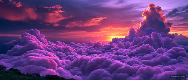 Colorful clouds during sunset over mountains