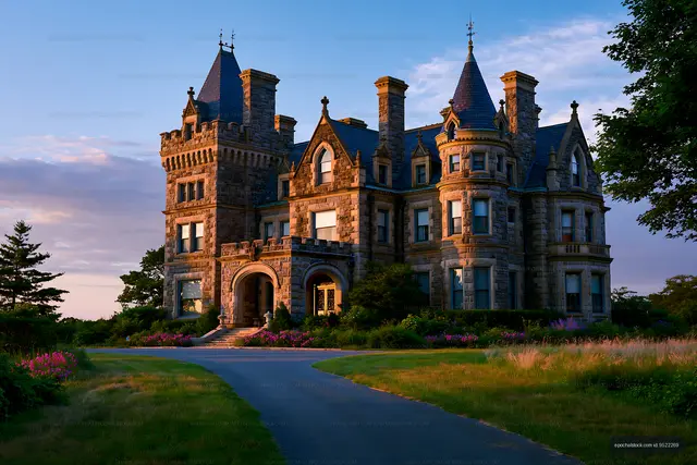 Historic stone castle during sunset