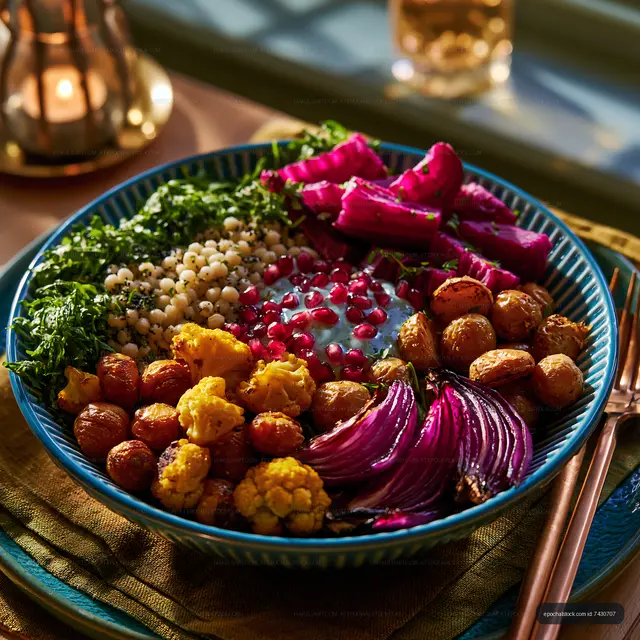 Colorful bowl of healthy food on table