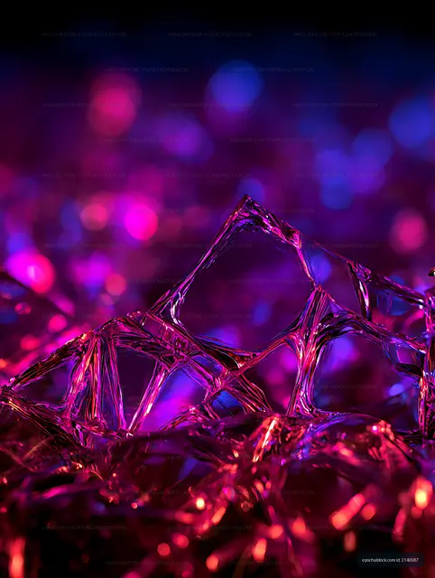 Colorful abstract shapes made of crystal with glowing lights