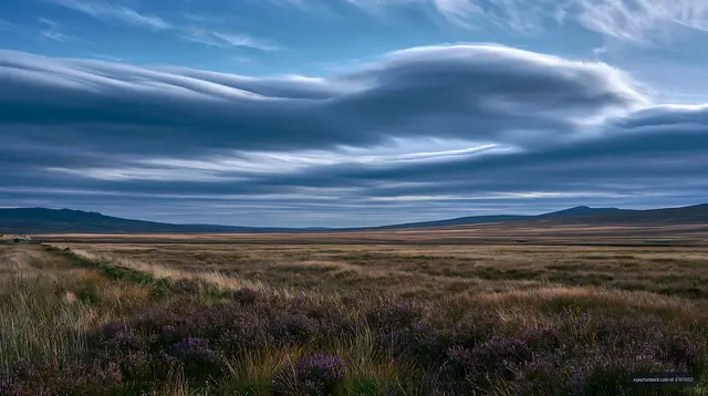 Clouds over grassy field in a rural landscape