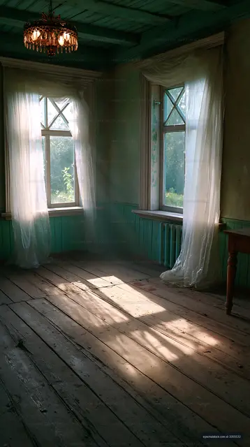 Light coming through the windows in an empty room
