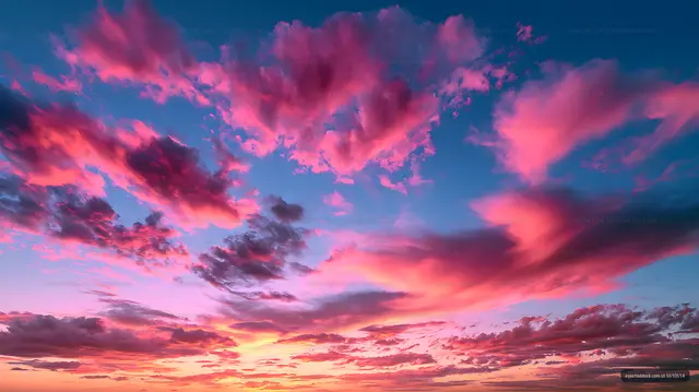 Colorful sunset sky with pink and purple clouds