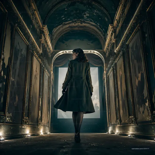 Walking through an old, abandoned hallway with damaged walls