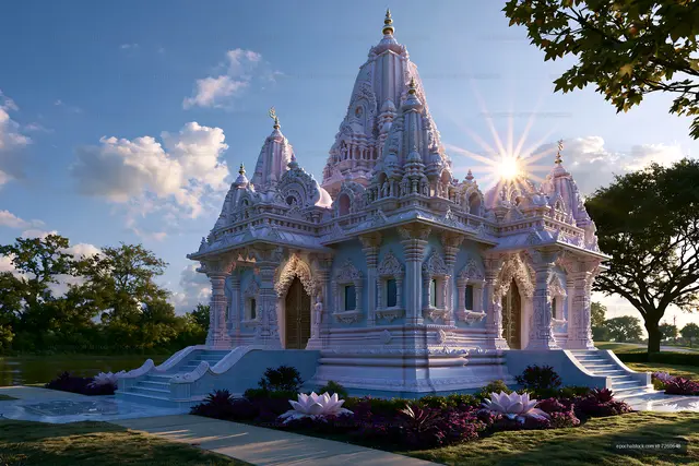 Beautiful temple with detailed architecture in a natural setting