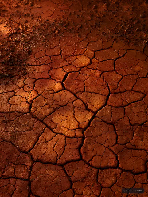 Cracked dry ground surface with rich brown texture