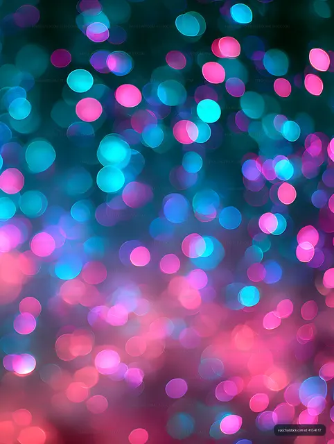 Bright colorful bokeh lights create abstract background