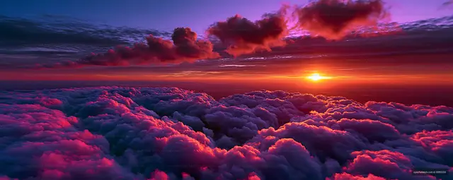 Colorful sunset over clouds in the sky