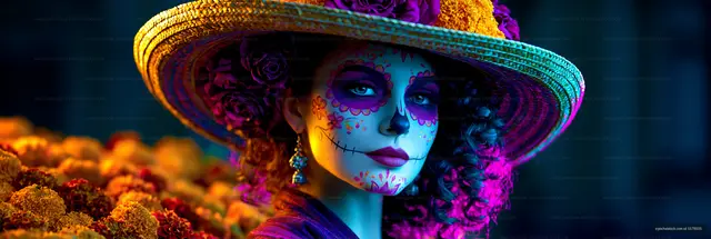 Woman wearing traditional face paint at a festival